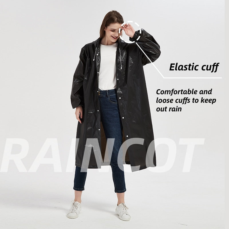 1PCS High Quality EVA Unisex Raincoat Thickened Waterproof Rain Coat Women Men Black Camping Waterproof Rainwear Suit Rain Suits DailyAlertDeals