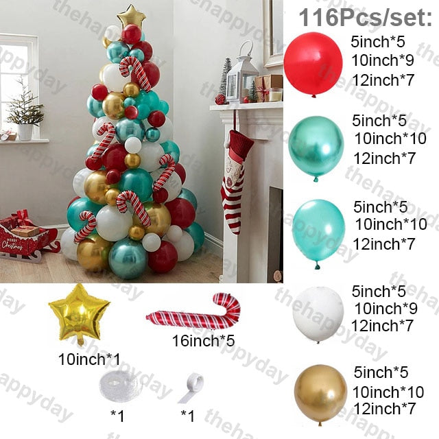 Christmas Balloon Arch Green Gold Red Box Candy Balloons Garland Cone Explosion Star Foil Balloons Christmas Decoration Party Christmas Balloons DailyAlertDeals J 116pcs christmas Other