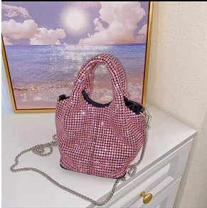 Popular AW Wang Rhinestone Handbag 2022 new trendy diamonds bag crossbodybbag shining party clutch luxury brand design 0 DailyAlertDeals Basket Pink 17cm 10cm 7cm