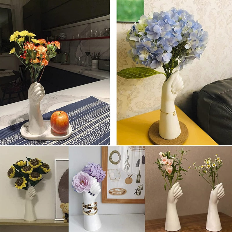 Nordic Style Ceramics Vase Modern Creative Hand Vase Flowers Arrangement Home Decor Office Desktop Living Room Ornament Gifts 0 DailyAlertDeals