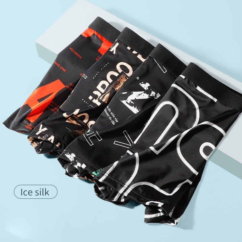 Men Boxers Shorts Underpants Panties Men Boxer Underwear Printed Male Sexy Ice Silk Breathable Boxershorts Large Size underwear DailyAlertDeals