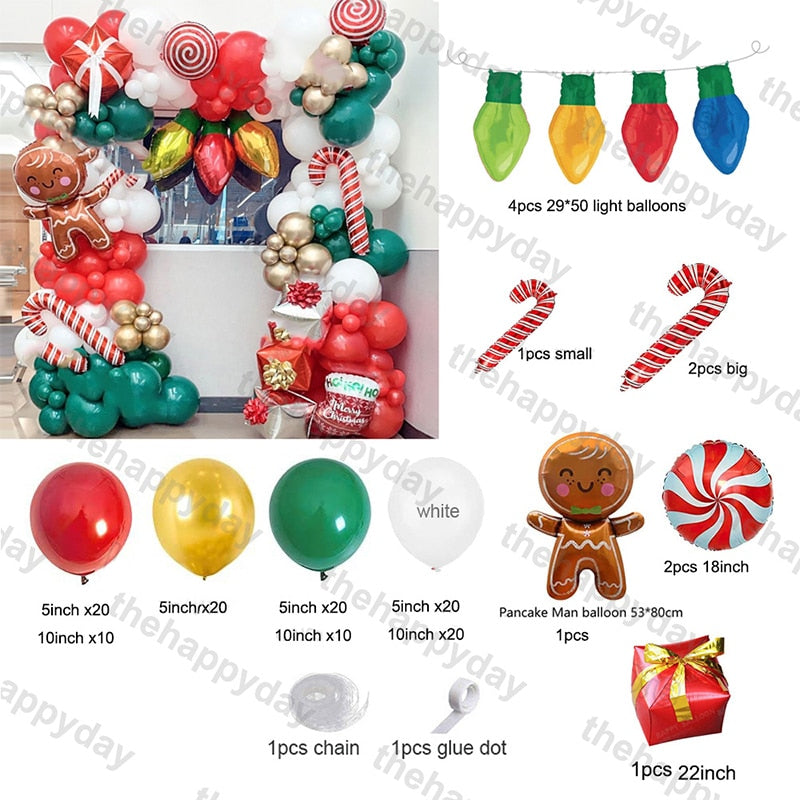 Christmas Balloon Arch Green Gold Red Box Candy Balloons Garland Cone Explosion Star Foil Balloons Christmas Decoration Party Christmas Balloons DailyAlertDeals M 133pcs christmas Other