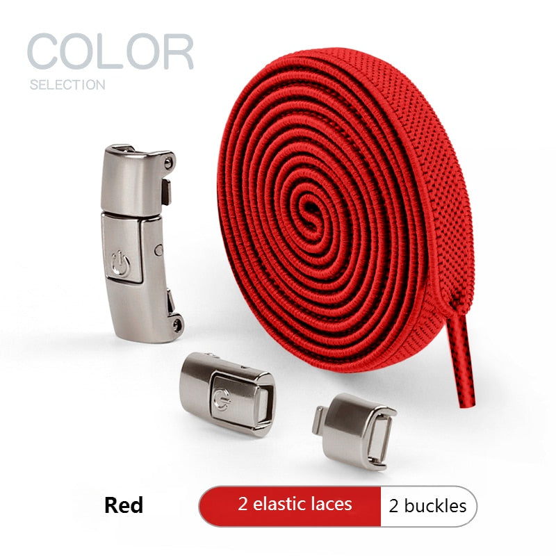 2022 No Tie Shoe laces Press Lock Shoelaces without ties Elastic Laces Sneaker Kids Adult 8MM Widened Flat Shoelace for Shoes 0 DailyAlertDeals Red China