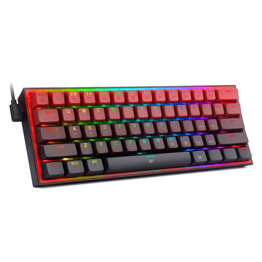 REDRAGON Fizz K617 RGB USB Mini Mechanical Gaming Wired Keyboard Red Switch 61 Key Gamer for Computer PC Laptop detachable cable Keyboard DailyAlertDeals China K617GBR-RGB Red Switch