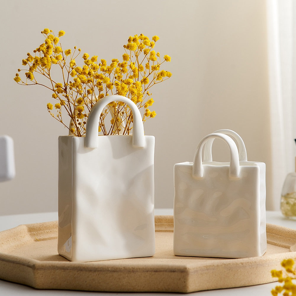 Nordic minimalistic Ceramic Vase White Ceramic Flower Vase Modern Home Decor Great pot pottery Living Room Decoration Ornaments Nordic Ceramic Vase DailyAlertDeals