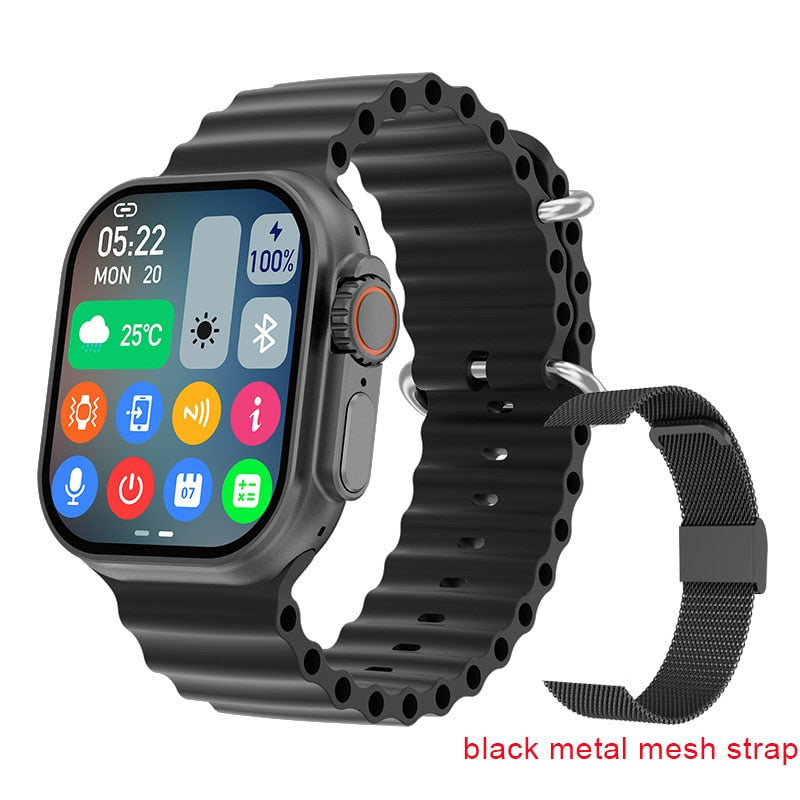 2023 New Smart Watch Body Temperature Ultra Series 8 NFC Smartwatch Wireless Charging Bluetooth Call Men Women Watch for Apple Smart watch DailyAlertDeals black mesh