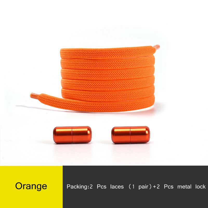 1Pair Multicolor Lock Elastic Sneaker Laces For Kids Adults and Elderly No Tie Shoelaces Quick Elastic Athletic Running Shoelace 0 DailyAlertDeals Orange China
