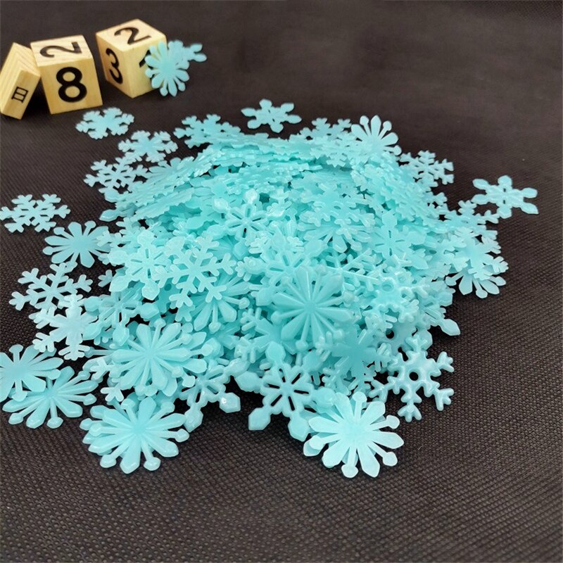 50Pcs Luminous Snowflake Wall Stickers Glow In The Dark Decal for Kids Baby Rooms Bedroom Christmas Home Decoration Navidad 2023 Wall sticker DailyAlertDeals Blue