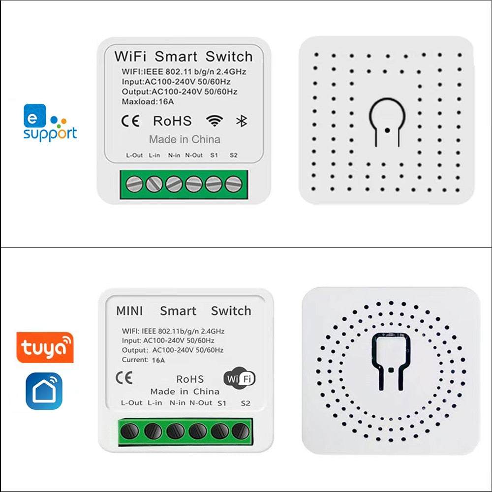 Wifi Mini Smart Switch 16A DIY Light Switches 2 Way Wireless Smart Home with Tuya Smart Life EweLink Alexa Alice Google Home Wifi Mini Smart Switch DailyAlertDeals
