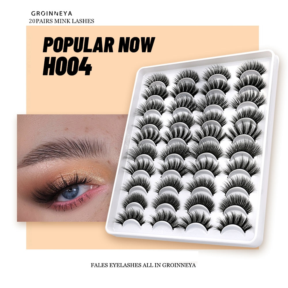 GROINNEYA lashes 5/10/20 pairs 3D Faux Mink Lashes Natural False Eyelashes Dramatic Volume Lashes Eyelash Extension Makeup 0 DailyAlertDeals