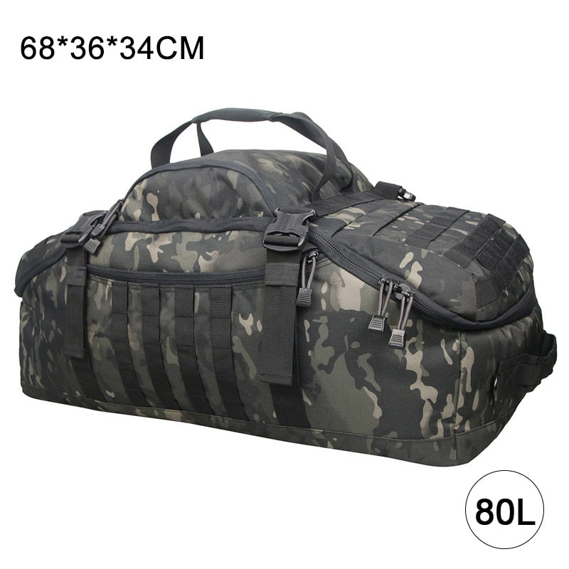 40L 60L 80L Waterproof Travel Bags Large Capacity Luggage Bags Men Duffel Bag Travel Tote Weekend Bag Military Duffel Bag 0 DailyAlertDeals 80L Black Camo China