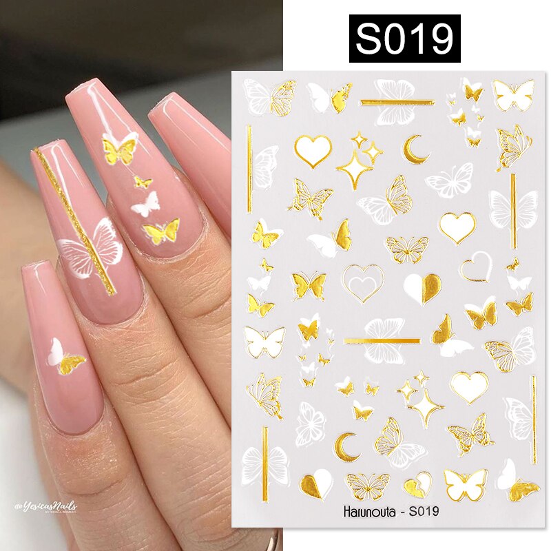 Harunouta Silver Black Geometric Textured Lines Stripe 3D Nail Sticker Flower Leaves Self Adhesive Transfer Sliders Paper 0 DailyAlertDeals S019