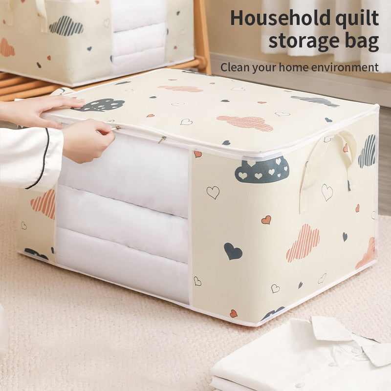 Storage Bag Clothes Blanket Quilt Closet Sweater Foldable Organizer Box Durable Cartoon Print Winter Clothes Cabinet Organizer 0 DailyAlertDeals