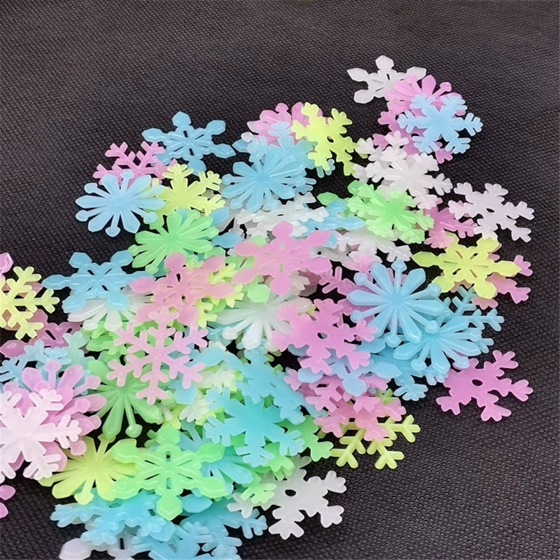 50Pcs Luminous Snowflake Wall Stickers Glow In The Dark Decal for Kids Baby Rooms Bedroom Christmas Home Decoration Navidad 2023 Wall sticker DailyAlertDeals Multicolor