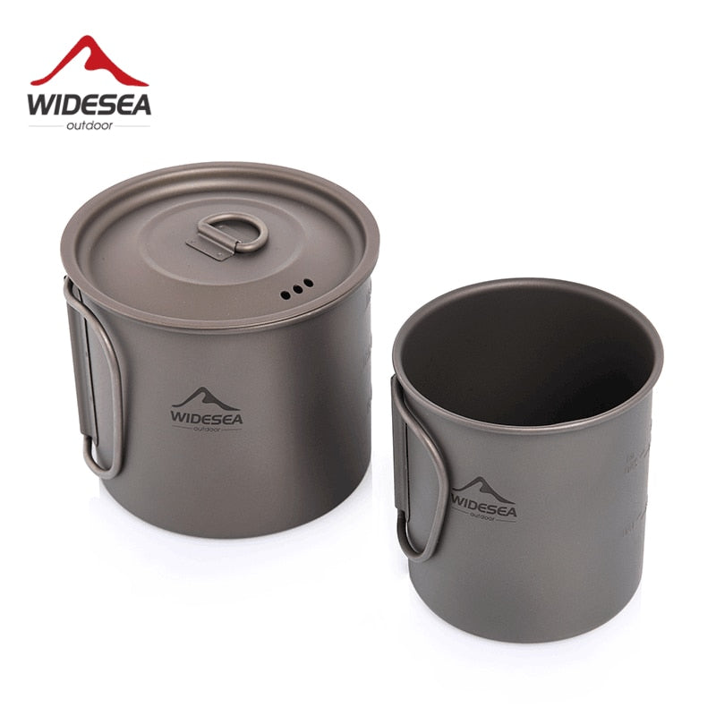 Widesea Camping Mug Titanium Cup Tourist Tableware Picnic Utensils Outdoor Kitchen Equipment Travel Cooking set Cookware Hiking 0 DailyAlertDeals
