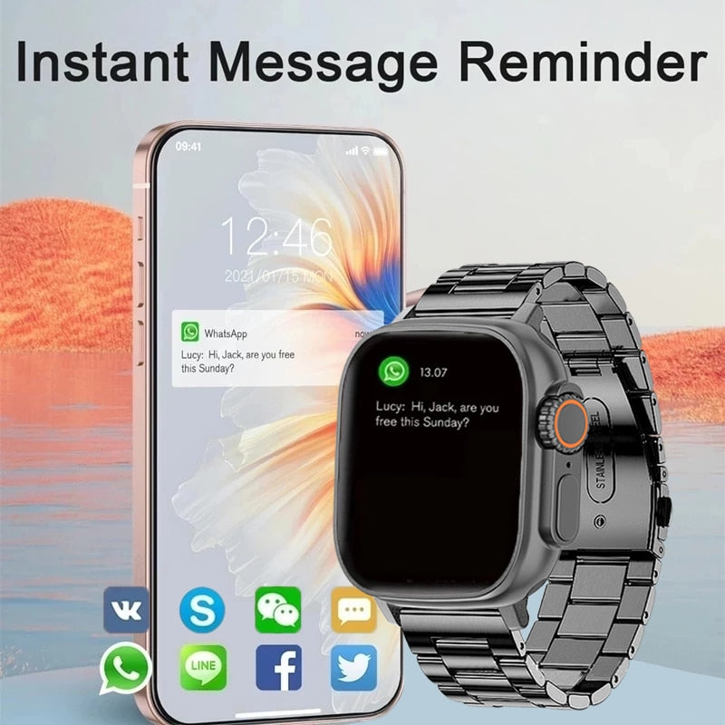 2023 New Smart Watch Body Temperature Ultra Series 8 NFC Smartwatch Wireless Charging Bluetooth Call Men Women Watch for Apple Smart watch DailyAlertDeals