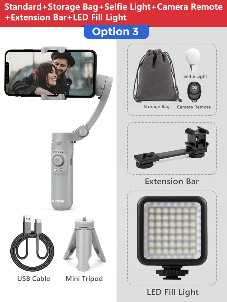 3-Axis Foldable Smartphone Handheld Gimbal Cellphone Video Record Vlog Stabilizer for iPhone 13 Xiaomi Huawei Samsung camera stabilizers DailyAlertDeals Poland Option 3