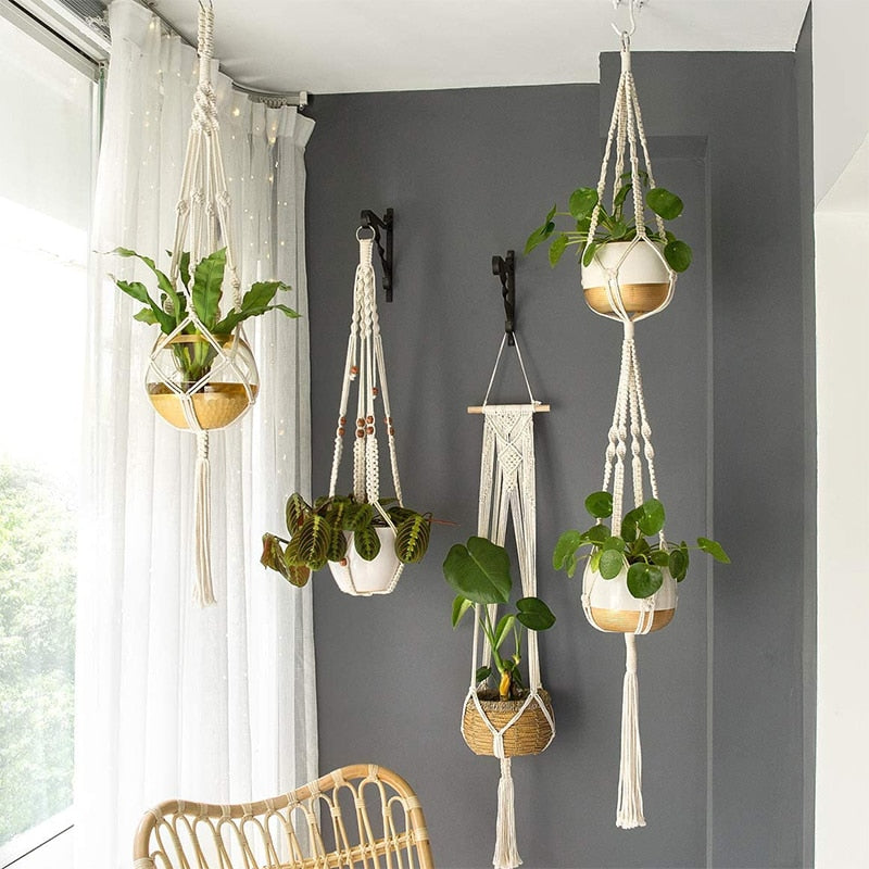 Macrame Handmade Plant Hanger Baskets Flower Pots Holder Balcony Hanging Decoration Knotted Lifting Rope Home Garden Supplies 0 DailyAlertDeals