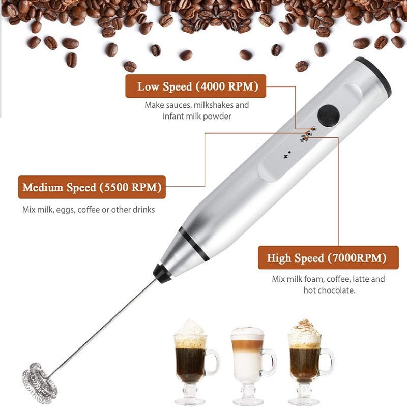 4 in 1 Electric Milk Frothers Handheld Wireless Blender USB Mini Coffee Maker Whisk Mixer Cappuccino Cream Egg Beater Food Blender Electric Milk Frothers DailyAlertDeals