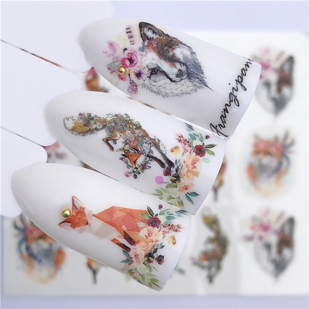 Nail Sticker Wolf Stickers Sliders For Nails Summer Full Nail Design Decorations Water Decals Animal Transfer Children's Slider nail art DailyAlertDeals YZW-3075