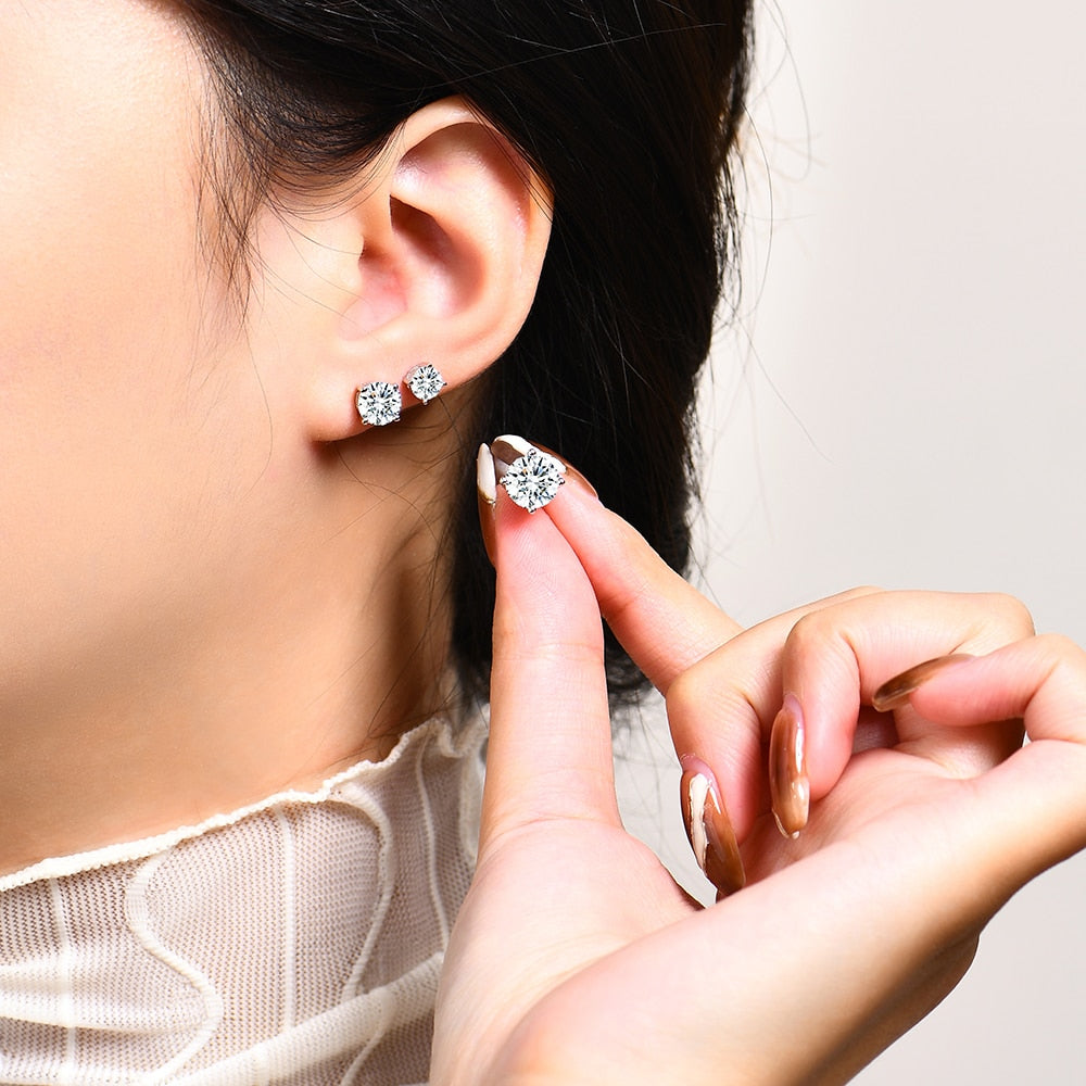 ATTAGEMS 2 Carat 8.0mm D Color Moissanite Stud Earrings For Women Top Quality 100% 925 Sterling Silver Sparkling Wedding Jewelry 0 DailyAlertDeals