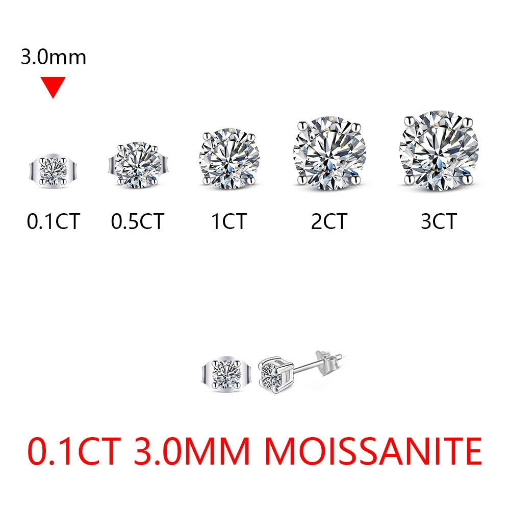 ATTAGEMS 2 Carat 8.0mm D Color Moissanite Stud Earrings For Women Top Quality 100% 925 Sterling Silver Sparkling Wedding Jewelry 0 DailyAlertDeals 0.1CT VVSI1 3.0mm China No Certificate 925