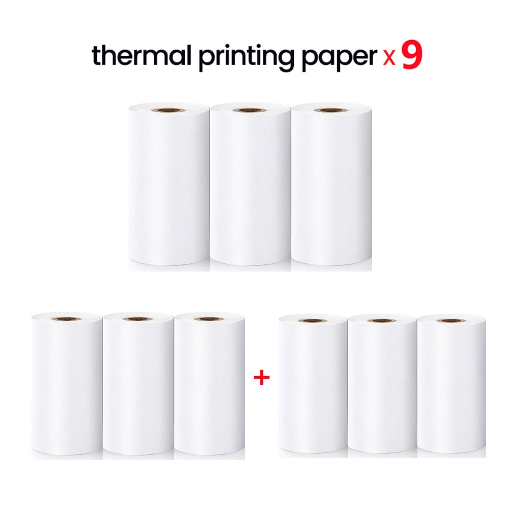Cat Shape Mini Portable Label Printer Thermal Printing Wireless Impresoras Paper Photo Inkless Printers Sticker Android IOS 57mm Mini printer DailyAlertDeals 9pcs Thermal White China