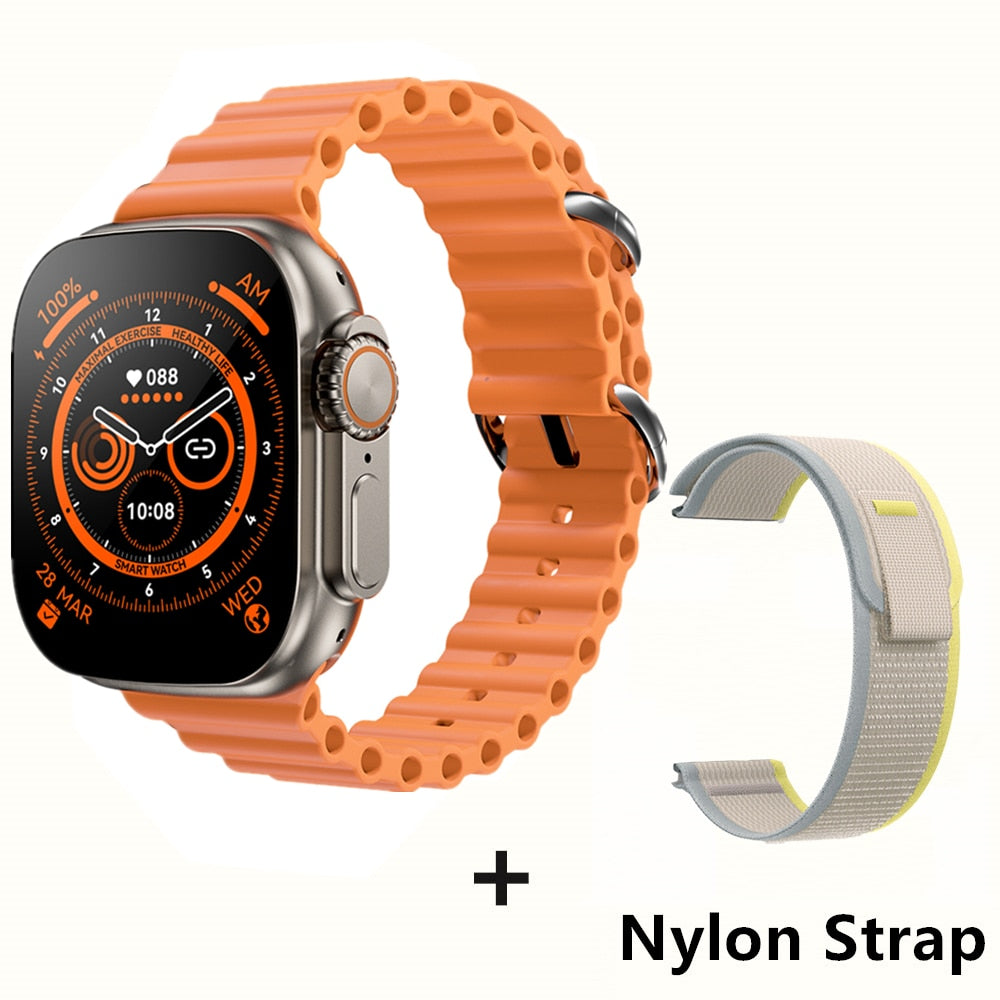 NEW Smart Watch Ultra Series 8 NFC 49MM Smartwatch Men Women Bluetooth Call Waterproof Wireless Charging HD Screen for Apple smart watch DailyAlertDeals GoldHY-YellowYJ