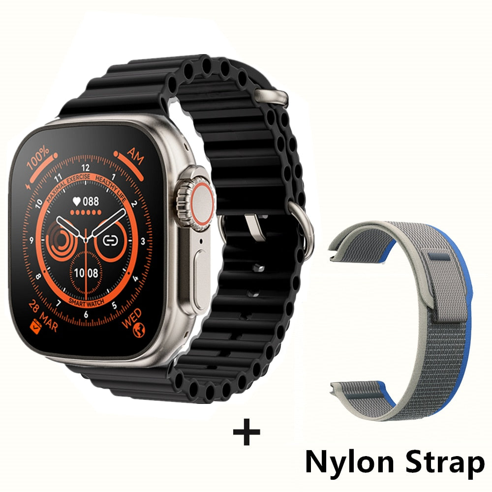 NEW Smart Watch Ultra Series 8 NFC 49MM Smartwatch Men Women Bluetooth Call Waterproof Wireless Charging HD Screen for Apple smart watch DailyAlertDeals BlackHY-BlueYJ