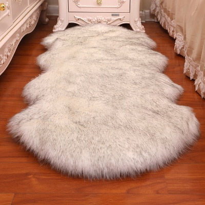2023 New Plush Soft Sheepskin Bedroom Carpet Imitation Wool Pad Long Hair Bedside Mat Sofa Cushion Rugs Living Room Fur Carpet Carpets & Rugs DailyAlertDeals PD1007 60x100cm China