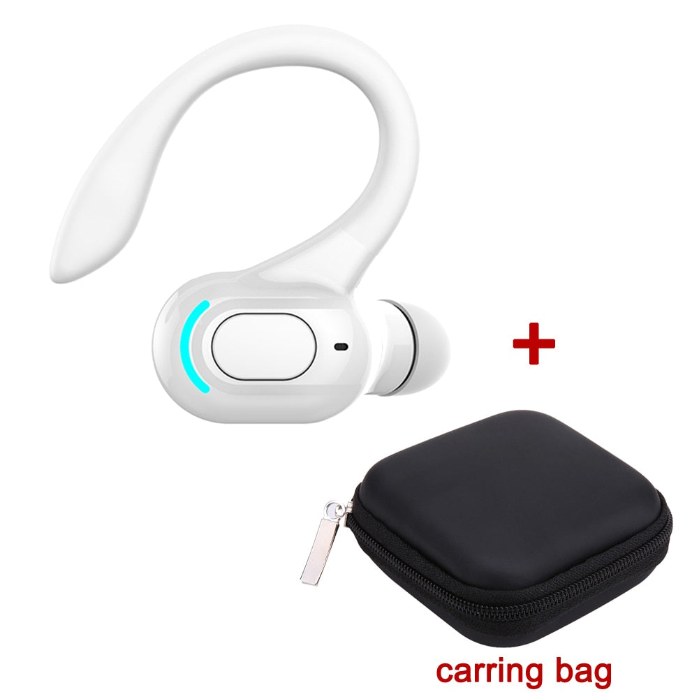 Noise Cancelling Sports Wireless Business Headphones Headset Waterproof Hanging Single Ear Earbuds Bluetooth 5.2 Earphone 0 DailyAlertDeals White with bag China