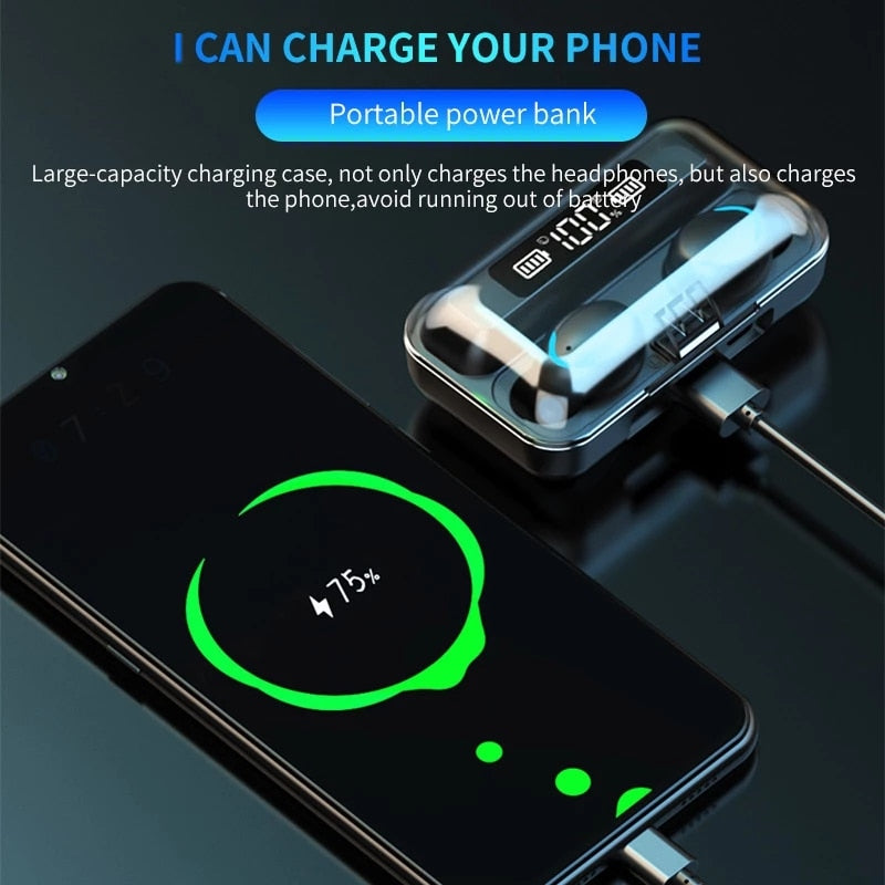 TWS Bluetooth Earphones 2200mAh Charging Box Wireless Headphone Fone Stereo Wireless Headset with Mic Sports Waterproof Earbuds headphones DailyAlertDeals