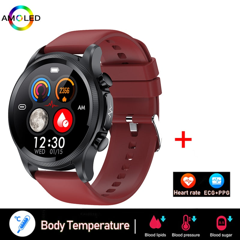 New ECG+PPG Smart Watch Men and Women with Health Fitness Tracker monitoring Sport Smartwatch ECG+PPG Smart Watch DailyAlertDeals red