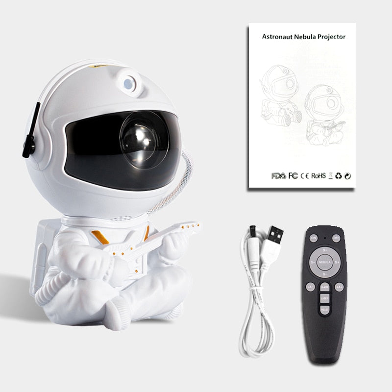 2022 NEW Astronaut Projector Starry Sky Galaxy Stars Projector Night Light LED Lamp for Bedroom Room Decor Decorative Nightlights astronaut galaxy projector DailyAlertDeals Play Guitar White