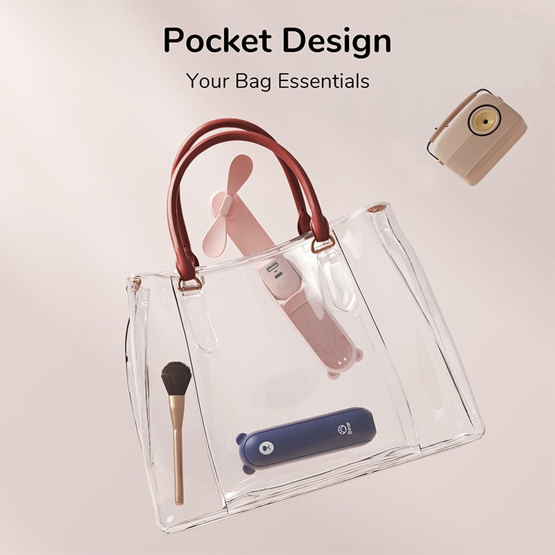 Portable Fan 3 IN 1 Mini Hand held Cooling Fan USB 4800mAh Recharge Small Pocket Fan with Power Bank Flashlight Feature fan portable Wireless Electric fan DailyAlertDeals