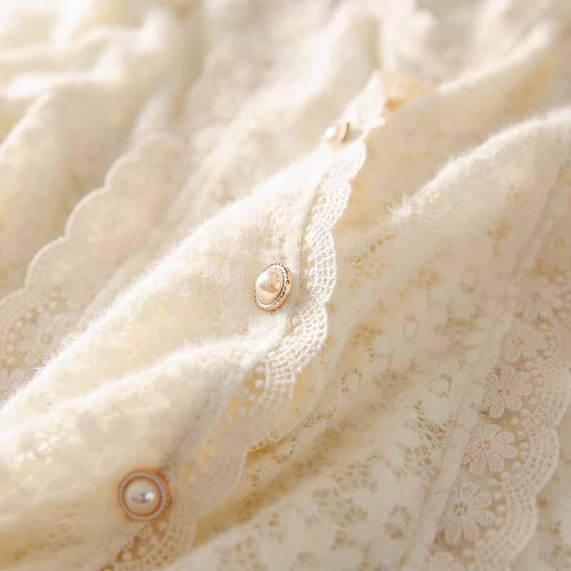 Elegant Lace Crochet Women's Blouse Sweet Autumn Vintage Flowers Button Shirt O Neck Casual Loose Long Sleeve Blouses Tops 16619 0 DailyAlertDeals