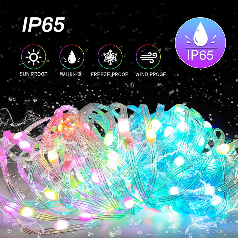 Fairy Lights RGB Smart Bluetooth Control USB LED String Lamp Outdoor App Remote Control Home Corridor Garland Lights Decoration Party Lights For Wedding Xmas DailyAlertDeals