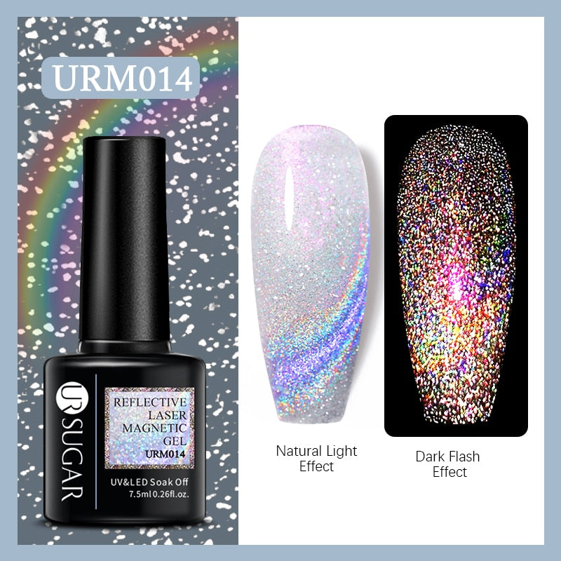 UR SUGAR Holographic Gel Reflective Cat Magnetic Nail Gel Polish Soak Off Laser Gel Glitter Varnish Manicure Nail Art Design Magnetic Nail Gel Polish DailyAlertDeals Reflective Cat14