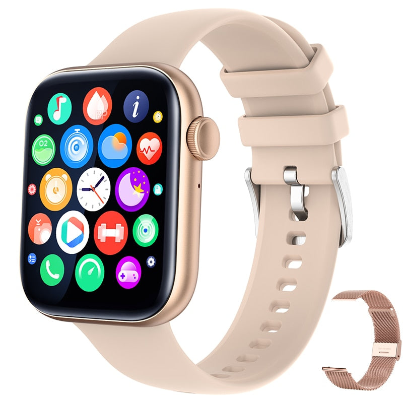 Smart Watches for Men Women, 1.81" Smart Watch with Bluetooth Call (Answer Make Calls), Fitness Tracker Watch IP68 Waterproof Multiple Sports Modes Smartwatch for Android Phones iPhone smart watch DailyAlertDeals Pink silicone band 1