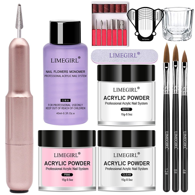 Acrylic Powder Set for Nails Extension Pink White Clear Acrylic Nail Kit with Liquid Monomer Nail Art Acrylic Liquid Set Brush Acrylic Powder for Nail Extension DailyAlertDeals With Nail Drill Set3 USA