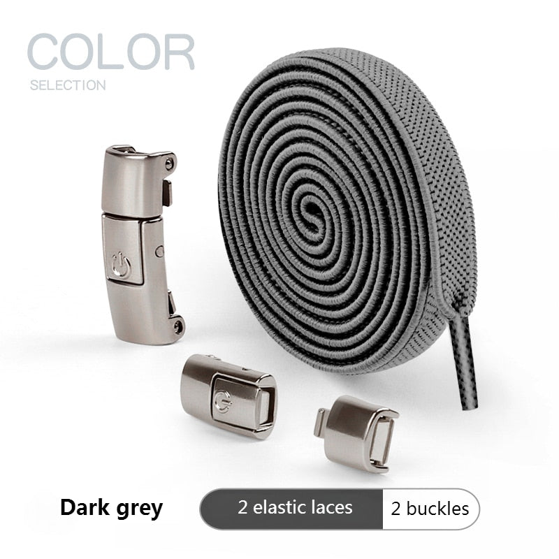 2022 No Tie Shoe laces Press Lock Shoelaces without ties Elastic Laces Sneaker Kids Adult 8MM Widened Flat Shoelace for Shoes 0 DailyAlertDeals Dark grey China