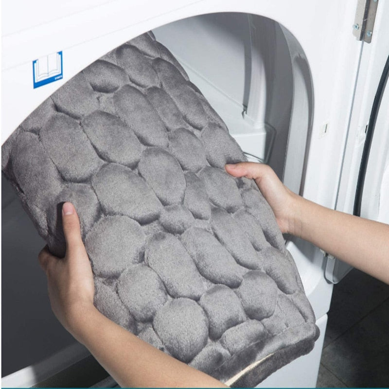Cobblestone Embossed Bathroom Bath Mat Non-slip Carpets In Wash Basin Bathtub Side Floor Rug Shower Room Doormat Memory Foam Pad 0 DailyAlertDeals