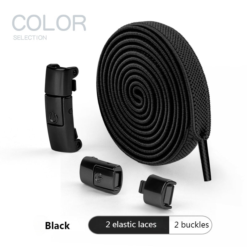 2022 No Tie Shoe laces Press Lock Shoelaces without ties Elastic Laces Sneaker Kids Adult 8MM Widened Flat Shoelace for Shoes 0 DailyAlertDeals Black China