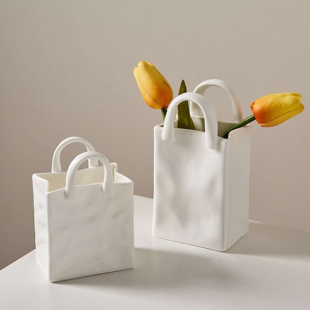 Nordic minimalistic Ceramic Vase White Ceramic Flower Vase Modern Home Decor Great pot pottery Living Room Decoration Ornaments Nordic Ceramic Vase DailyAlertDeals