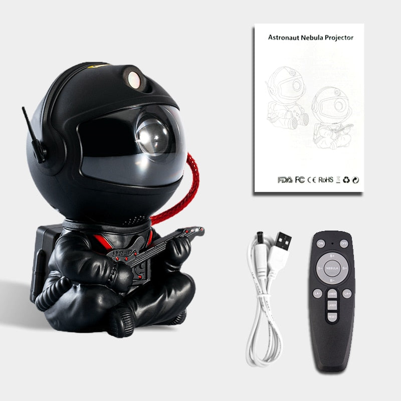 2022 NEW Astronaut Projector Starry Sky Galaxy Stars Projector Night Light LED Lamp for Bedroom Room Decor Decorative Nightlights astronaut galaxy projector DailyAlertDeals Play Guitar Black