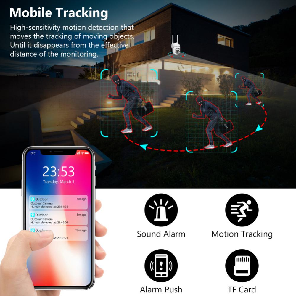 2.4+5G WiFi IP Camera 4X Zoom Outdoor Surveillance Camera Color Night Vision Ai Human Detection Security CCTV Mini Camera New 0 DailyAlertDeals
