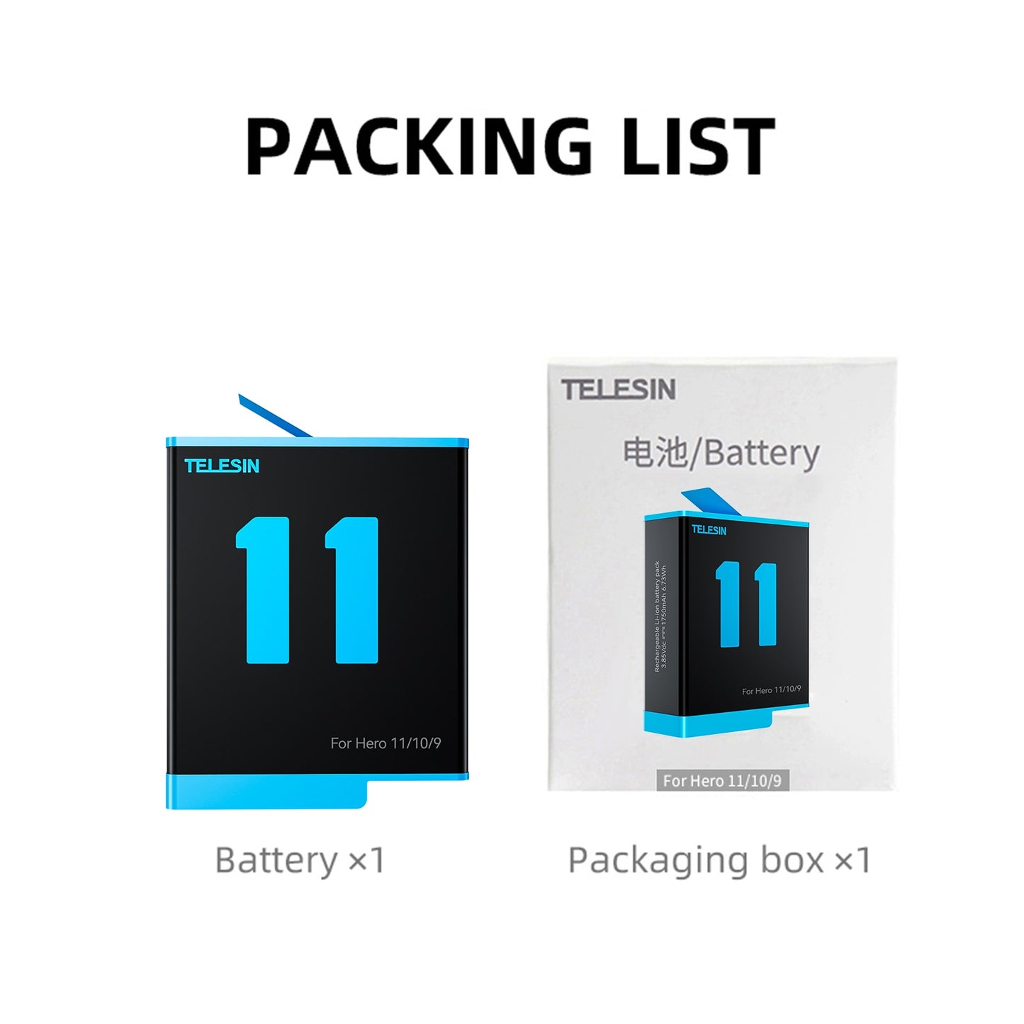 TELESIN Battery For GoPro Hero 10 11 1750 mAh Battery 3 Ways Fast Charger Box TF Card Storage For GoPro Hero 9 Accessories camera battery DailyAlertDeals 1 Blue Battery China