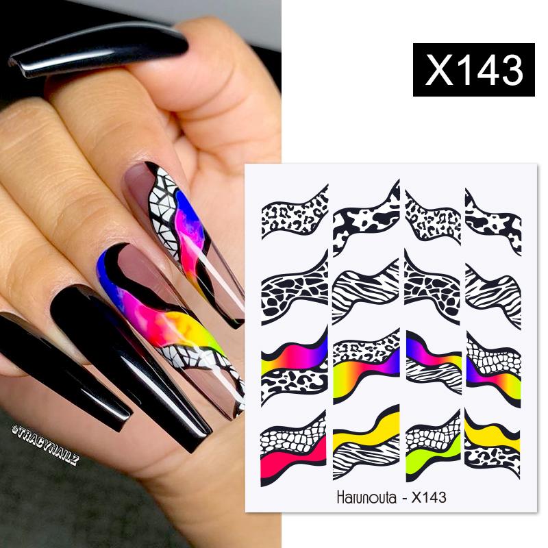 Harunouta Silver Black Geometric Textured Lines Stripe 3D Nail Sticker Flower Leaves Self Adhesive Transfer Sliders Paper 0 DailyAlertDeals X143