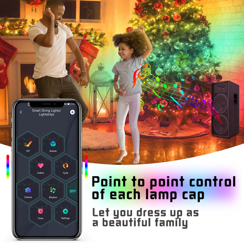 Fairy Lights RGB Smart Bluetooth Control USB LED String Lamp Outdoor App Remote Control Home Corridor Garland Lights Decoration Party Lights For Wedding Xmas DailyAlertDeals