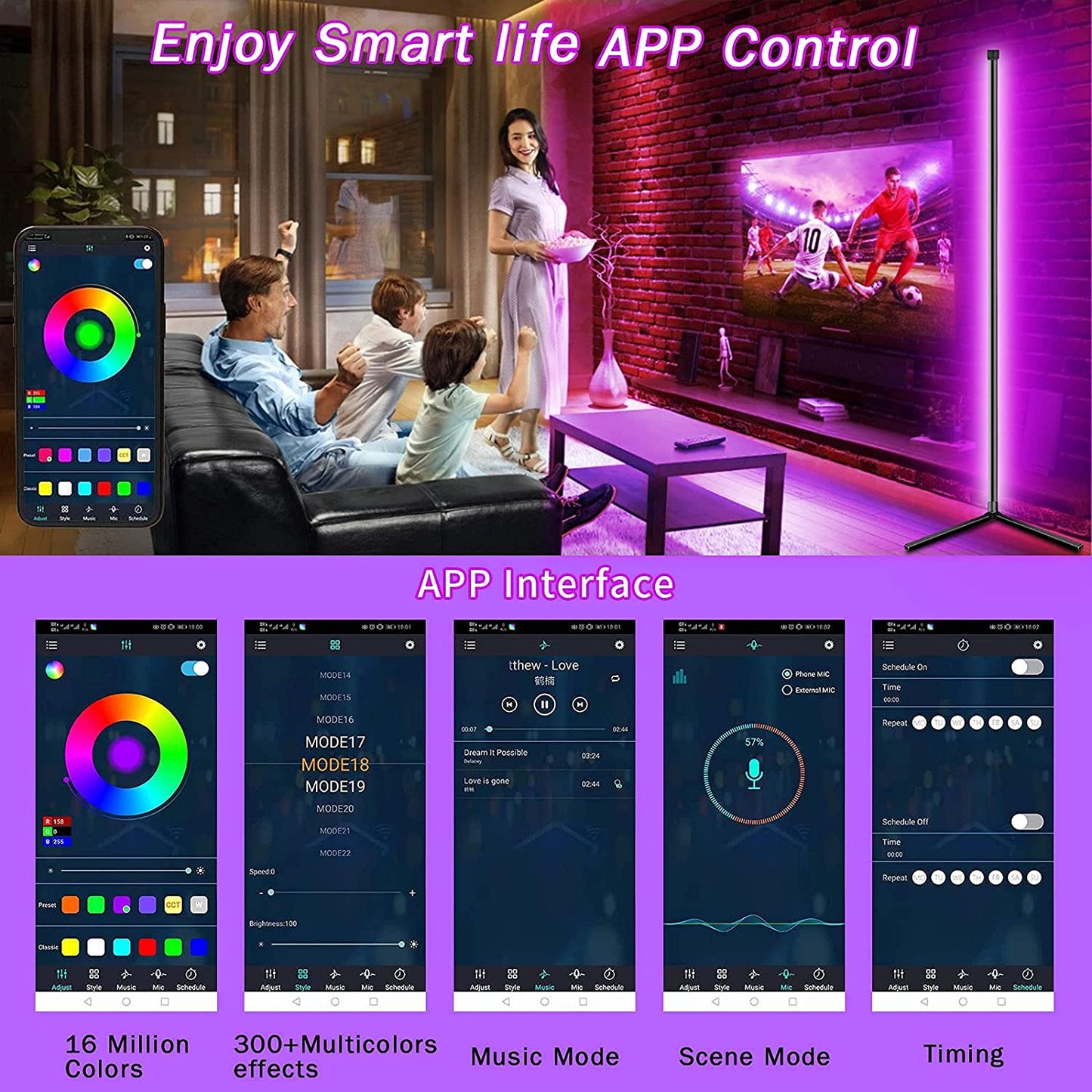 Modern Led Floor Lamp RGB Nordic Floor Lamps Living Room Indoor RGB Atmosphere Floor Light Standing Lamps for Bedroom Decoration 0 DailyAlertDeals